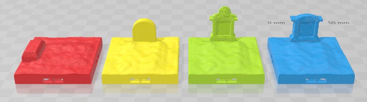 Gravestone 2x2 Tiles Set 1 - Pathfinder - Dungeons & Dragons - RPG - Tabletop - Terrain - 28 mm / 1" - - Aether Studios