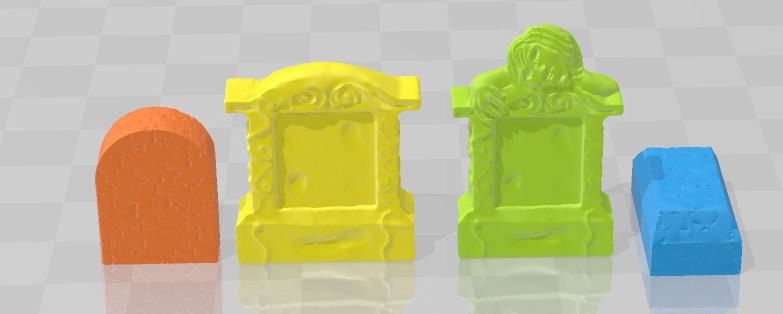 Gravestone 2x2 Tiles Set 1 - Pathfinder - Dungeons & Dragons - RPG - Tabletop - Terrain - 28 mm / 1" - - Aether Studios