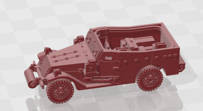 M3A1 Scout w/ MG in open models - 1:100 scale - USA - Tanks - Armored Vehicle - World Of Tanks - War Game - Wargaming - Axis and Allies -