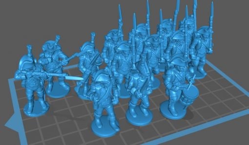 Line Infantry Btg with Bicorn 1805-07, high uniform - Great for Table Top War Games And Dioramas - Resin 28mm Miniatures -