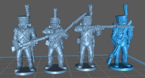 French Light skirmishers 1808, high uniform shako cords - Great for Table Top War Games And Dioramas - Resin 28mm Miniatures -