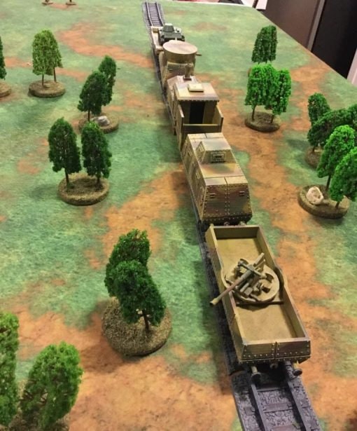 Armored train ( locomotive and four car) - Great for Table Top War Games And Dioramas - Resin 28 mm Miniatures - Bolt Action
