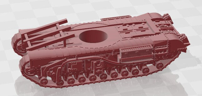 Churchill IV AVRE Fascine w/ turret / fascine bundles / sled - 1:100 scale - UK - Tanks - Armored Vehicle - World Of Tanks - War Game