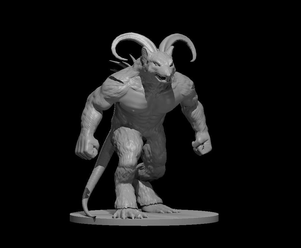 Rat Devil Mini - DND - Pathfinder - Dungeons & Dragons - RPG - Tabletop - mz4250- Miniature - 28 mm - 1" Scale