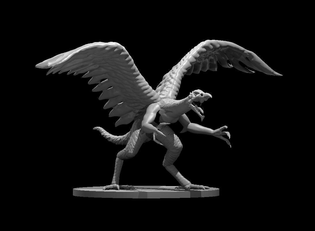 Demon Vrock Mini - DND - Pathfinder - Dungeons & Dragons - RPG - Tabletop - mz4250- Miniature-28mm-1"Scale