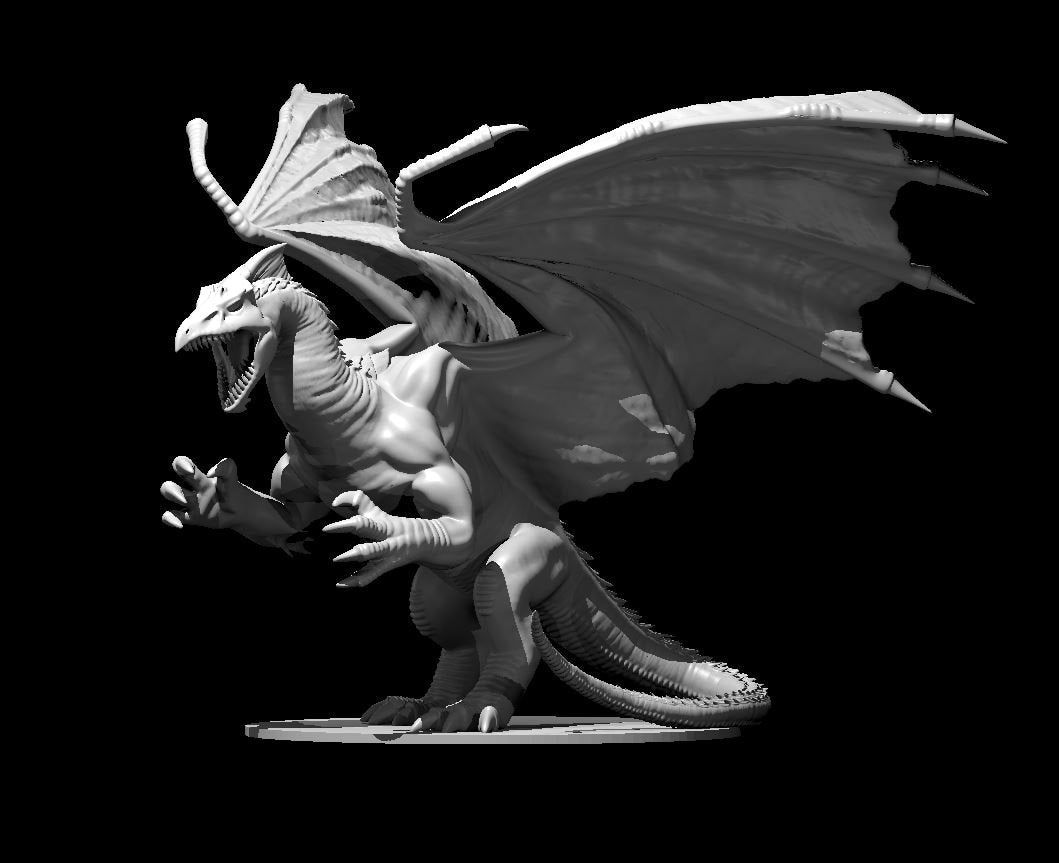 White Dragon Adult Chromatic Mini - DND - Pathfinder - Dungeons & Dragons - RPG - Tabletop - mz4250- Miniature-28mm-1"Scale
