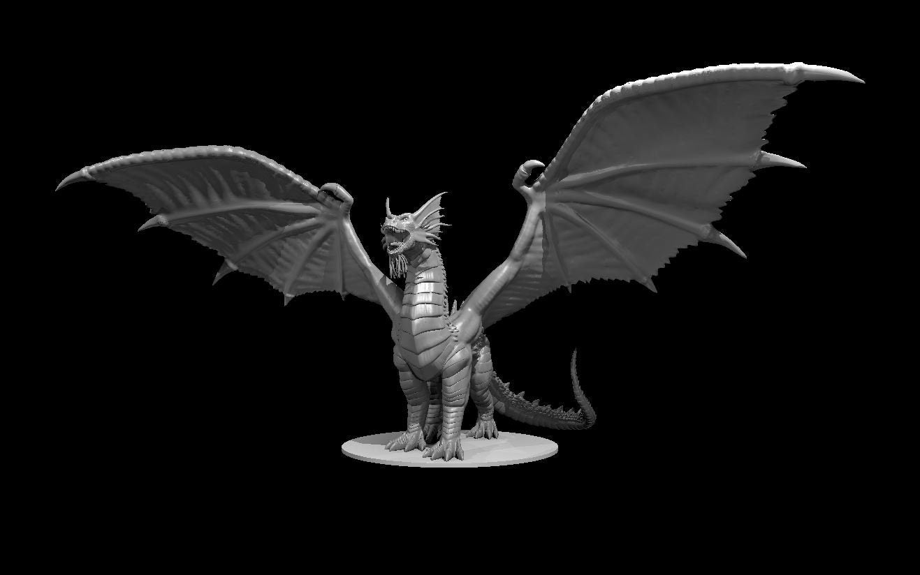 Bahamut Metallic Mini - DND - Pathfinder - Dungeons & Dragons - RPG - Tabletop - mz4250- Miniature-28mm-1"Scale