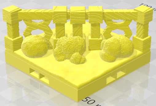 Ponyhorn Stables Farm Fence 2x2 Tiles - Fantasy Village -Pathfinder-Dungeons&Dragons-RPG-Tabletop-Terrain-28mm-AetherStudios