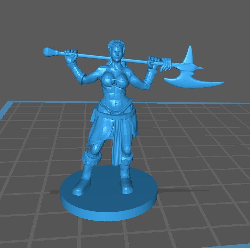 Human Female Barbarian Mini - DND - Pathfinder - Dungeons & Dragons - RPG - Tabletop - mz4250- Miniature-28mm-1"Scale