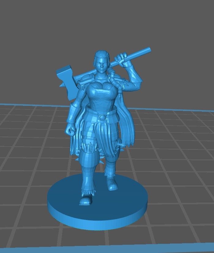 Human Female Barbarian Mini - DND - Pathfinder - Dungeons & Dragons - RPG - Tabletop - mz4250- Miniature-28mm-1"Scale
