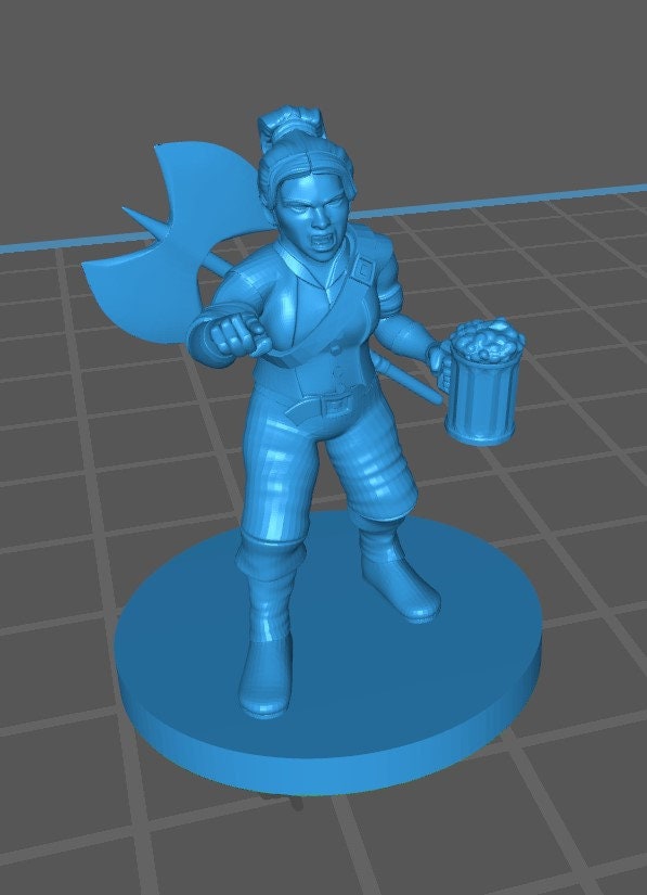 Dwarf Fighter Mini - DND - Pathfinder - Dungeons & Dragons - RPG - Tabletop - mz4250- Miniature-28mm-1"Scale