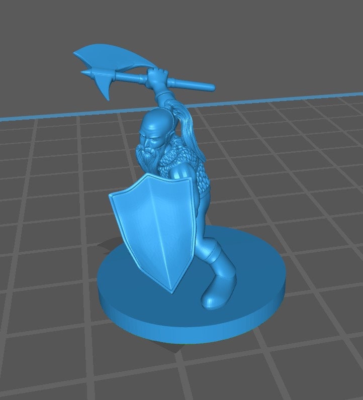 Dwarf Fighter Mini - DND - Pathfinder - Dungeons & Dragons - RPG - Tabletop - mz4250- Miniature-28mm-1"Scale