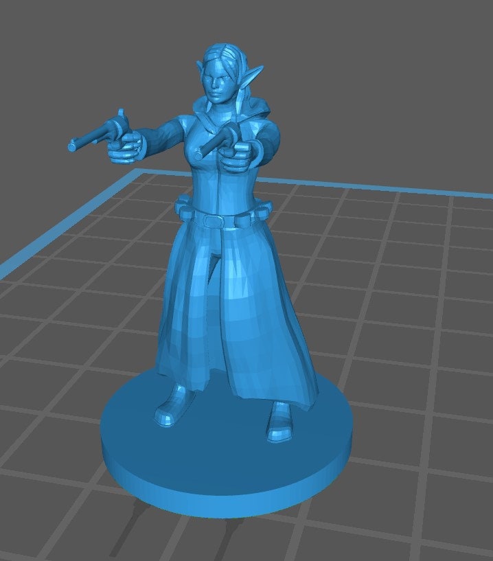 Elf Gunslinger Mini - DND - Pathfinder - Dungeons & Dragons - RPG - Tabletop - mz4250- Miniature-28mm-1"Scale