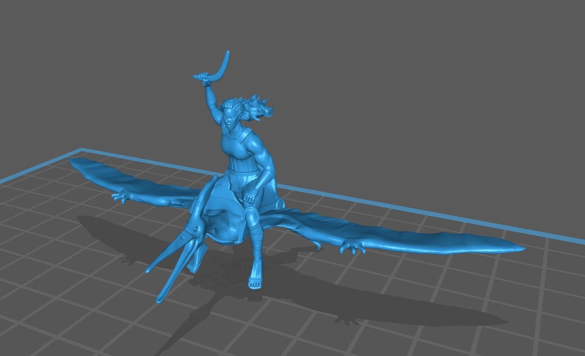 Amazon on a Pteranodon Mini - DND - Pathfinder - Dungeons & Dragons - RPG - Tabletop - mz4250- Miniature-28mm-1"Scale