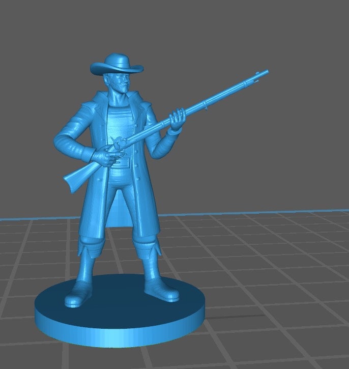 Human Gunslinger Mini - DND - Pathfinder - Dungeons & Dragons - RPG - Tabletop - mz4250- Miniature-28mm-1"Scale