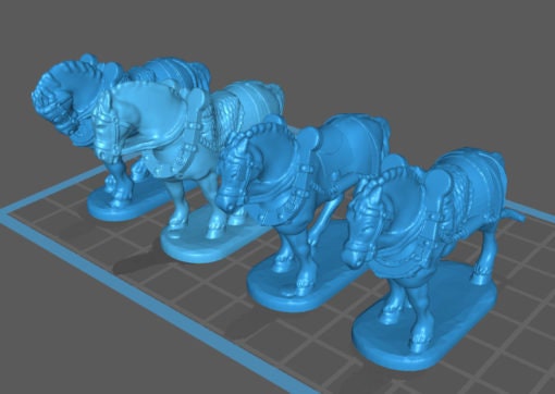 Napoleonic French train horses static - Great for Table Top War Games And Dioramas - Resin 28mm Miniatures -