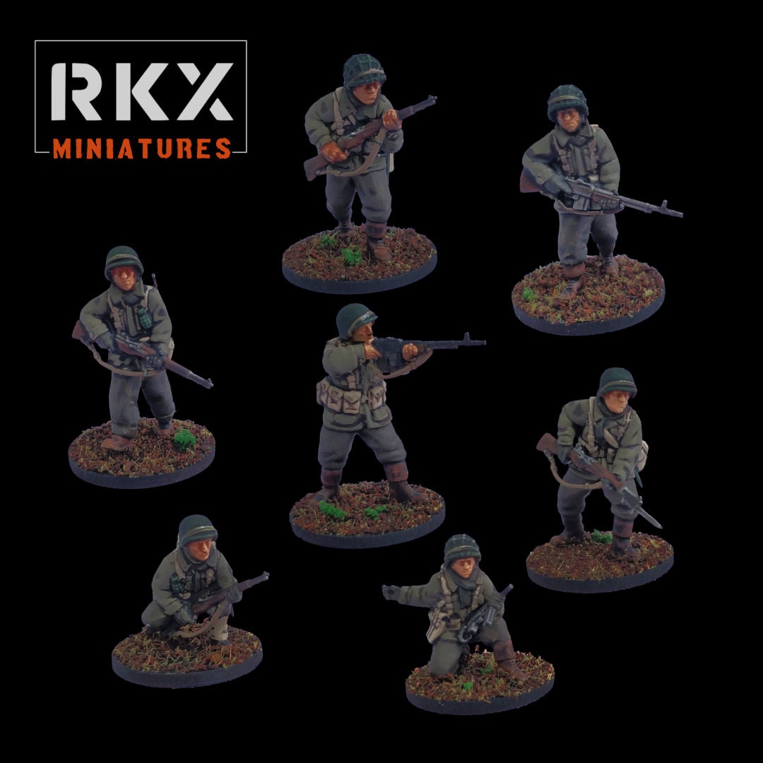 US Infantry WWII Set - 7 minis - Great for Table Top War Games And Dioramas - Resin 28mm Miniatures - RKX