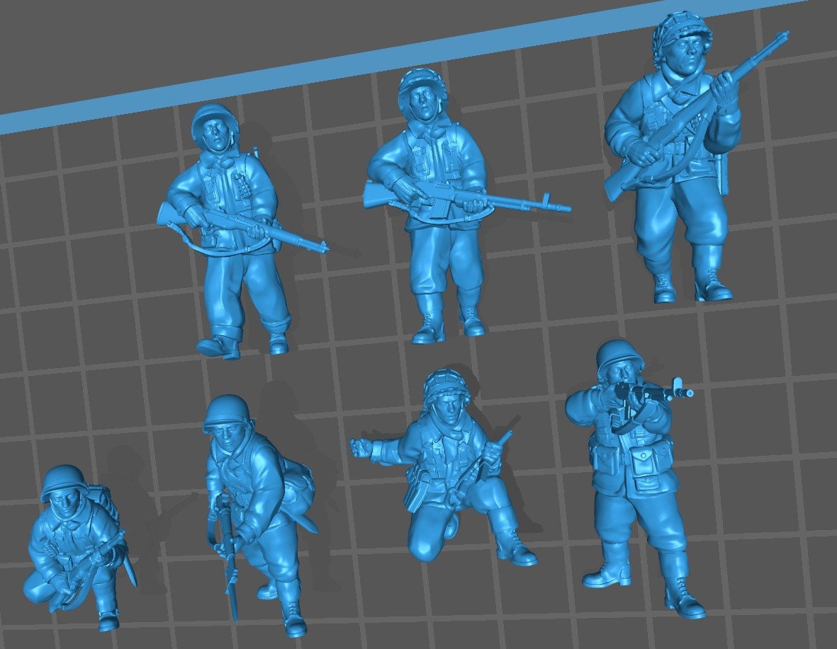 US Infantry WWII Set - 7 minis - Great for Table Top War Games And Dioramas - Resin 28mm Miniatures - RKX