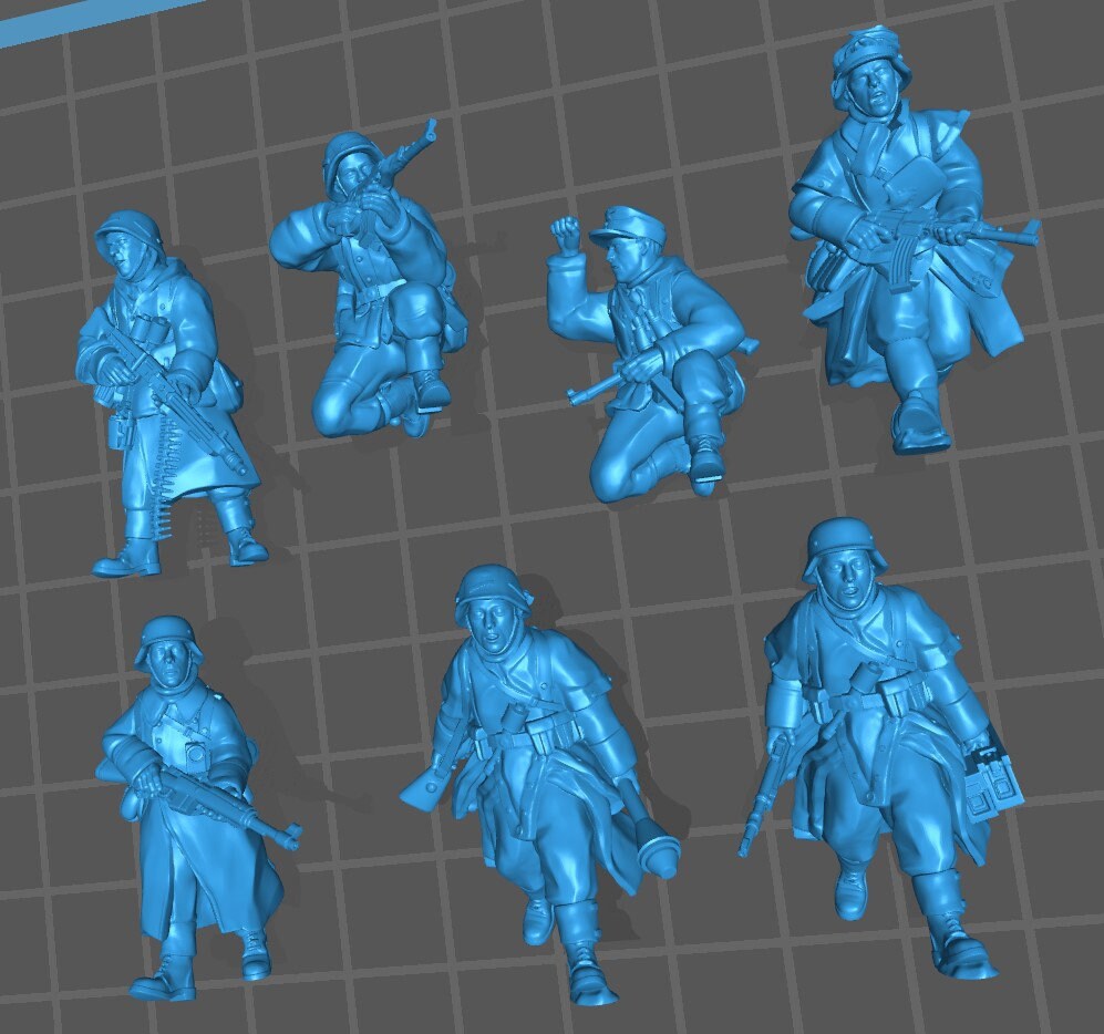 German Infantry WWII Set - 7 minis - Great for Table Top War Games And Dioramas - Resin 28mm Miniatures - RKX