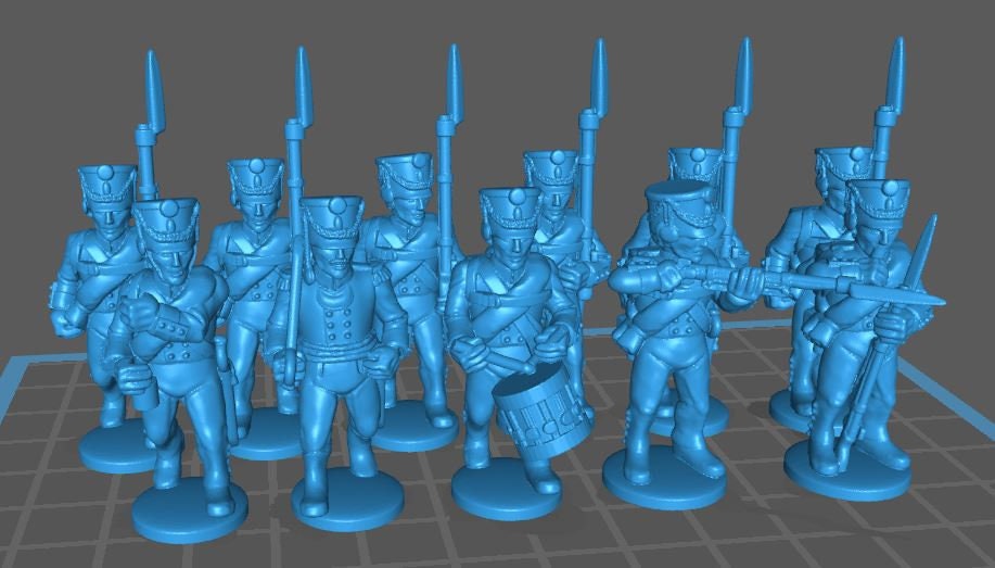 Russian line with shako 1807-12 btg - 11 minis - Great for Table Top War Games And Dioramas - Historical Wargaming - Resin 28mm Miniatures