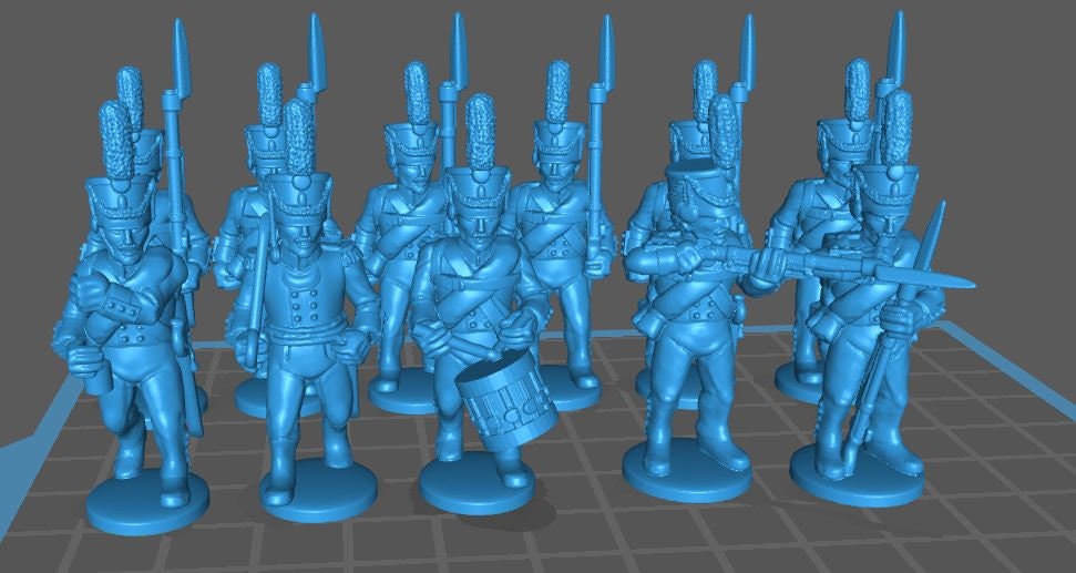 Russian Grenadiers/Jaegers wth shako 1807-12 btg - 11 minis - Great for Table Top War Games And Dioramas - Historical Wargaming - Resin 28mm