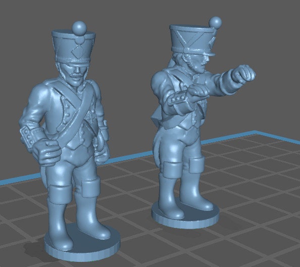 Napoleonic French train dismounted conductors - 2 minis - Great for Table Top War Games And Dioramas - Historical Wargaming - Resin 28mm