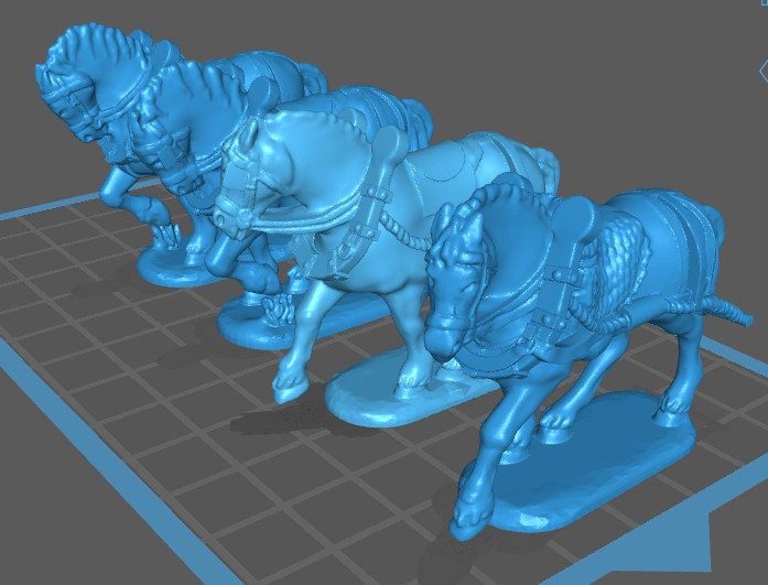 Napoleonic French train horses walking - 4 minis - Great for Table Top War Games And Dioramas - Historical Wargaming -Resin 28mm Miniatures