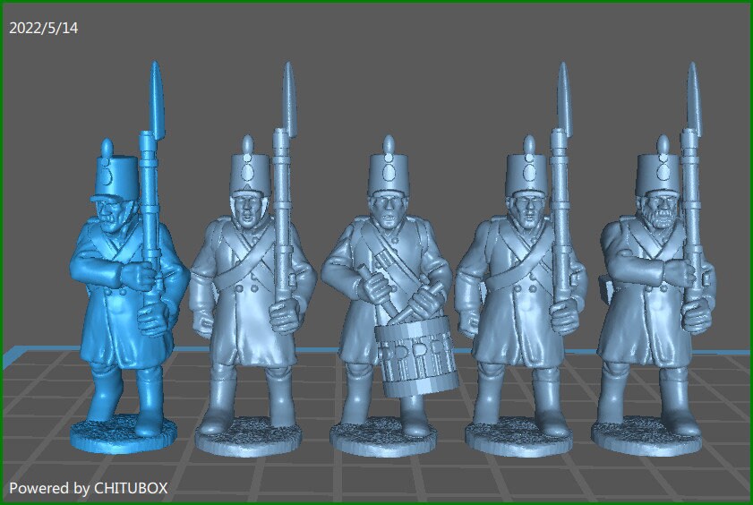 Prussian Landwehr btg with stovepipe shako - 5 minis - War Games And Dioramas - Historical Wargaming -Resin 28mm