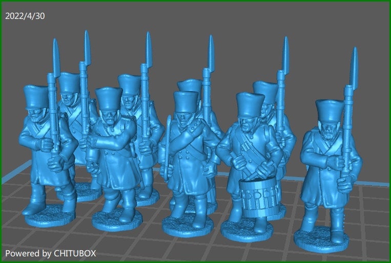 Prussian Landwehr btg with shako - 9 minis - War Games And Dioramas - Historical Wargaming -Resin 28mm