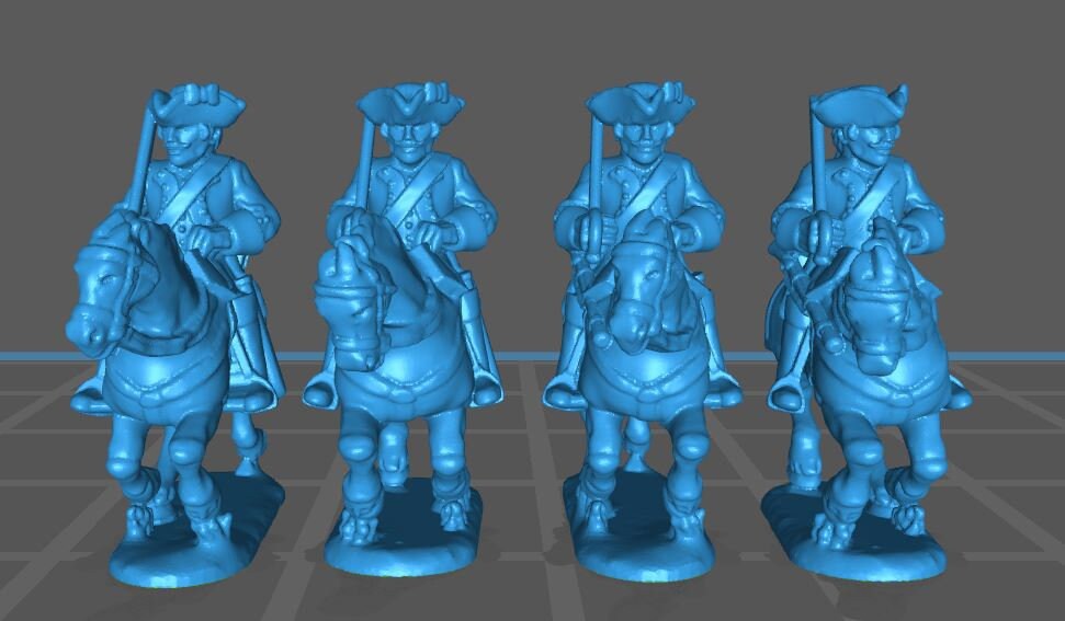 7 Years War Prussian Dragoon rgt - 7 minis - War Games And Dioramas - Historical Wargaming - Resin 15 mm