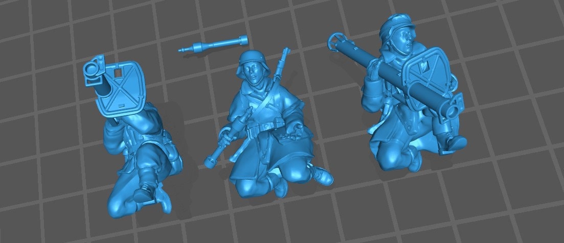 Panzerschreck Team - German Infantry WWII - 3 minis - Great for Table Top War Games And Dioramas - Resin 28mm Miniatures - RKX
