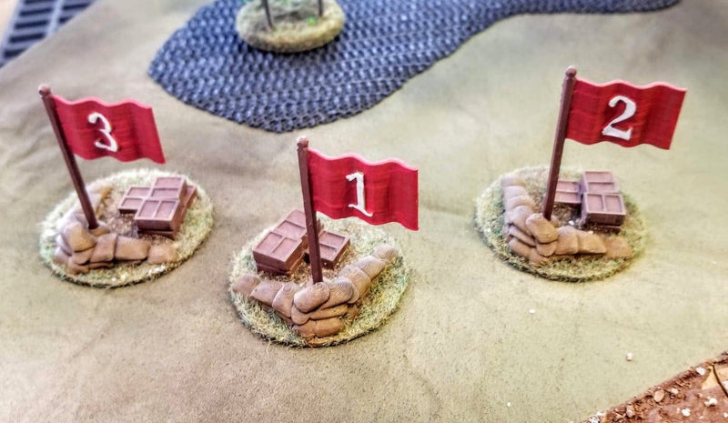 Objective Markers Set of 3 - War Games And Dioramas -  28 mm - Bolt Action