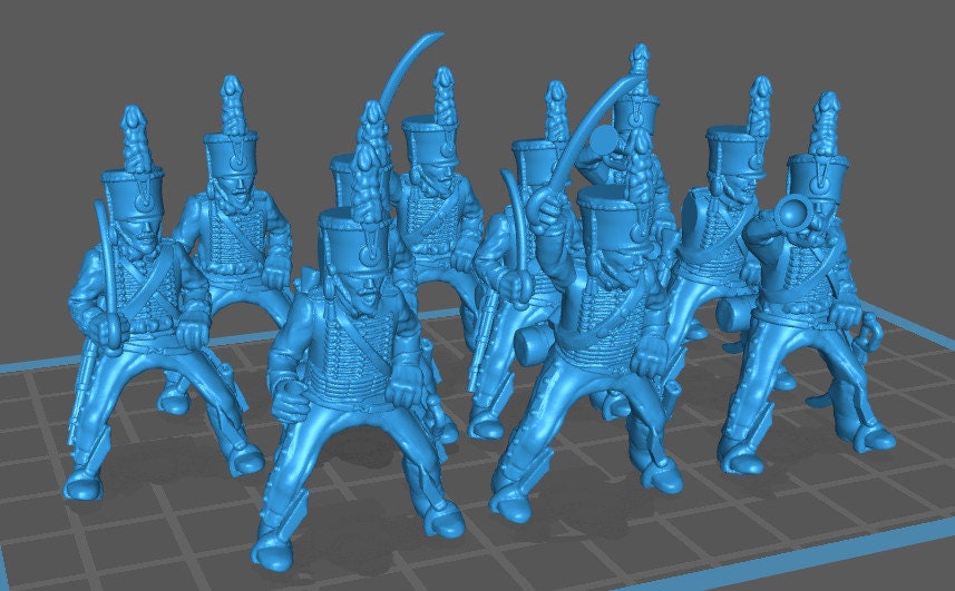 Russian Hussars rgt 1805-13 - 10 minis - Great for Table Top War Games And Dioramas - Historical Wargaming - Resin 28mm Miniatures
