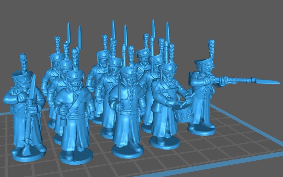 Russian Grenadiers/Jaegers wth Kiwer btg with greatcoats - 11 minis - War Games And Dioramas - Historical Wargaming -Resin 28mm