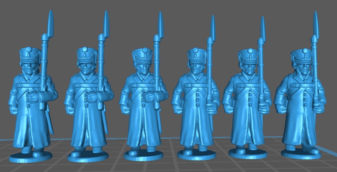Russian Musketeers wth shako 1807-12 btg with greatcoats - 11 minis - War Games And Dioramas - Historical Wargaming -Resin 28mm