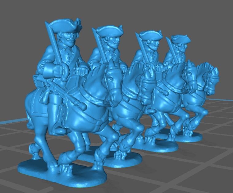 7 Years War Prussian Dragoon rgt - 7 minis - War Games And Dioramas - Historical Wargaming - Resin 15 mm