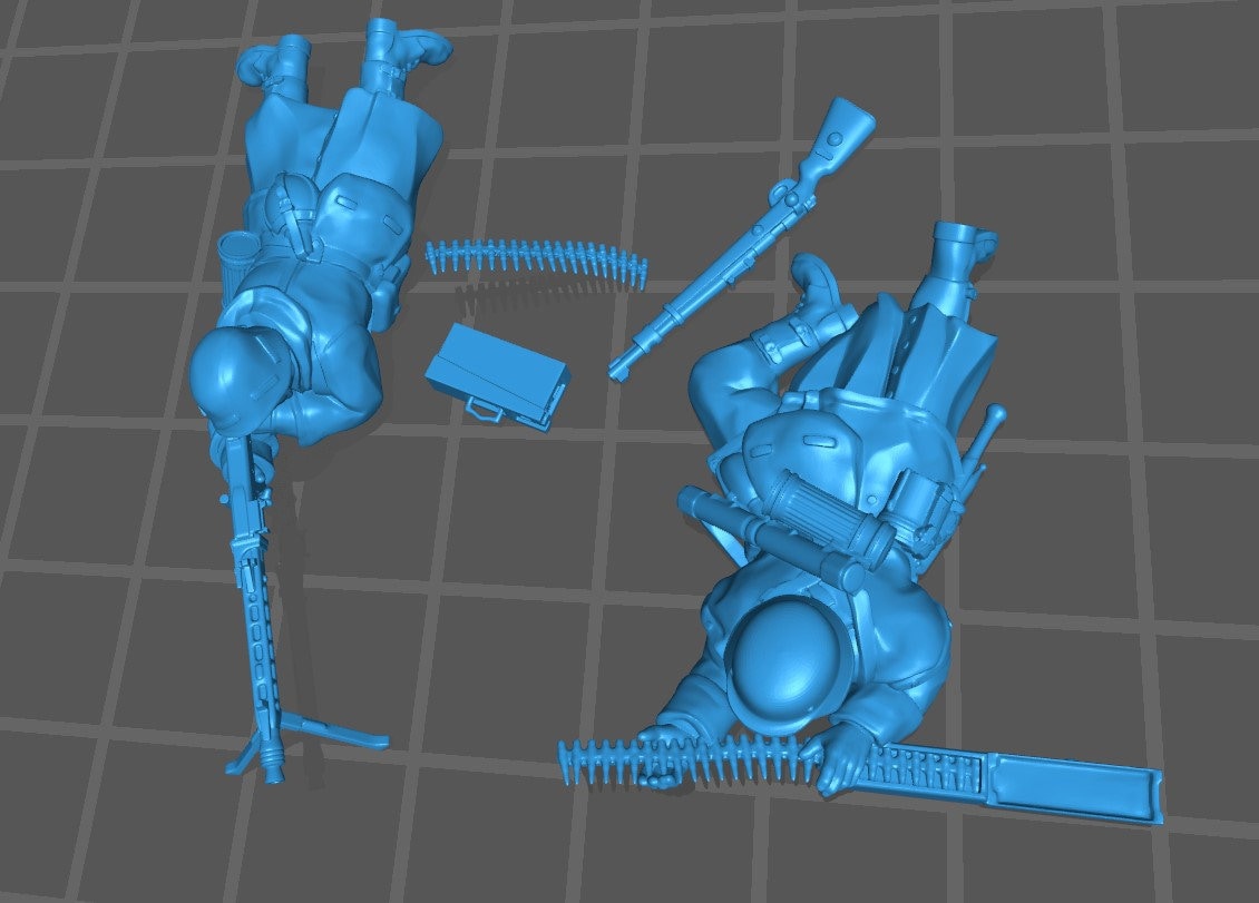 German MG42 Team WWII - 2 mini - Great for Table Top War Games And Dioramas - Resin 28mm Miniatures - RKX