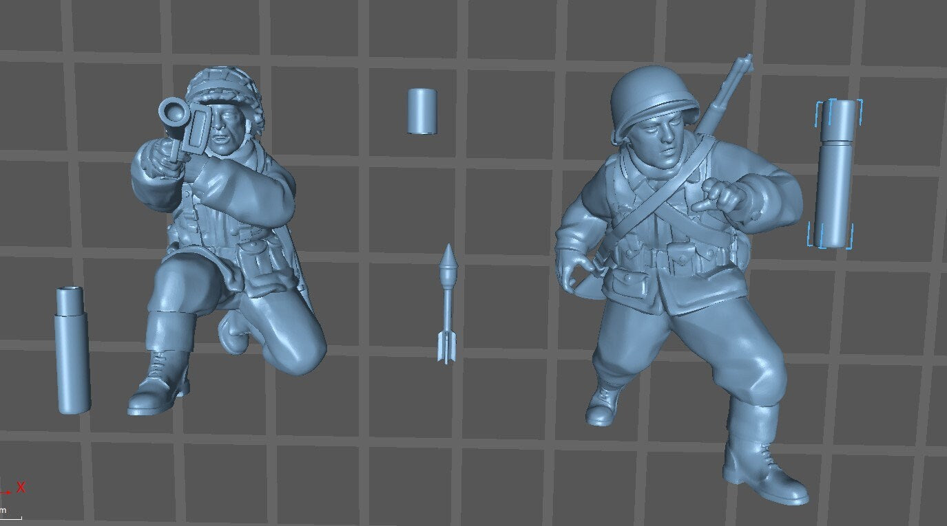 US Infantry WWII Bazooka - 2 minis - Great for Table Top War Games And Dioramas - Resin 28mm Miniatures - RKX