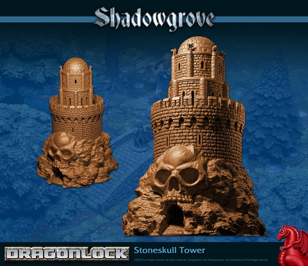 Stoneskull Tower - Huge Tower - Shadowgrove - DragonLock - DND - Pathfinder - RPG - Dungeon & Dragons - 28 mm / 1" - Fat Dragon Games