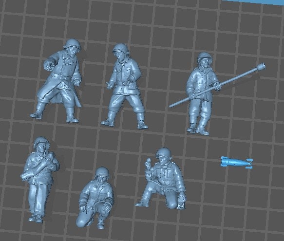 US 155 mm Artillery Crew WWII Set - 6 minis - Great for Tabletop War Games And Dioramas - Resin 28mm Miniatures - RKX
