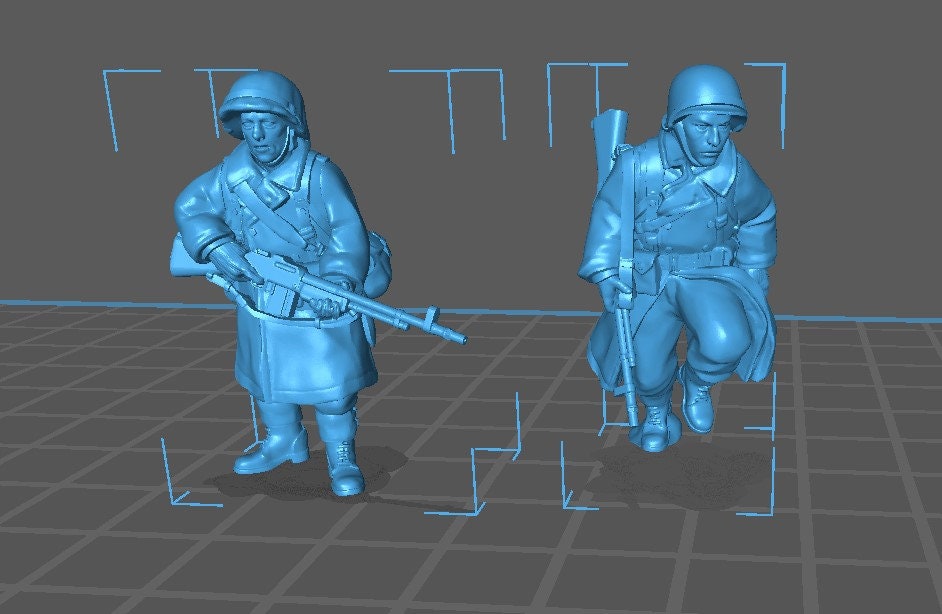 US Infantry Greatcoat BAR Crew WWII Set - 2 minis - Great for Tabletop War Games And Dioramas - Resin 28mm Miniatures - rkx