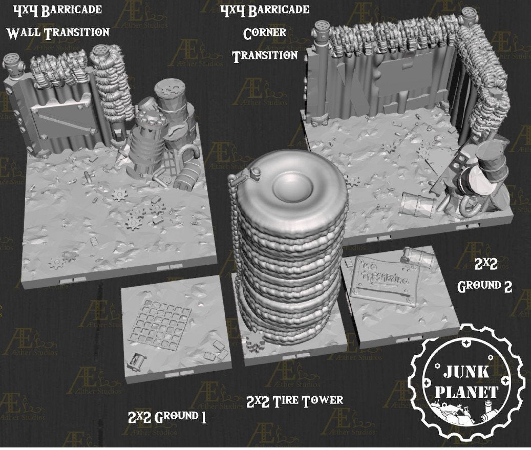 Junk Planet Tiles - Junk Planet 2 - Scifi - Pathfinder- Dungeons & Dragons - RPG - Tabletop - Futuristic Terrain - 28mm - AetherStudios