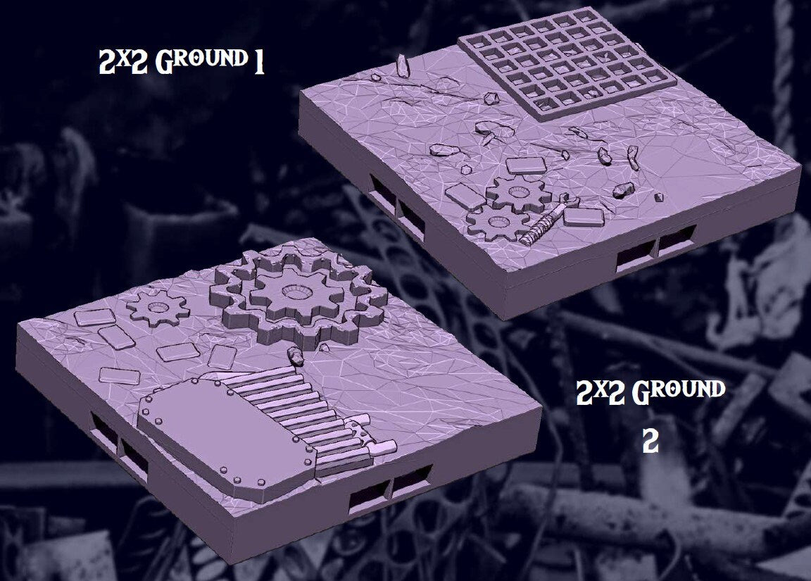 Junk Planet Tiles - Junk Planet 5 - Scifi - Pathfinder- Dungeons & Dragons - RPG Tabletop - Futuristic Terrain - 28mm - AetherStudios