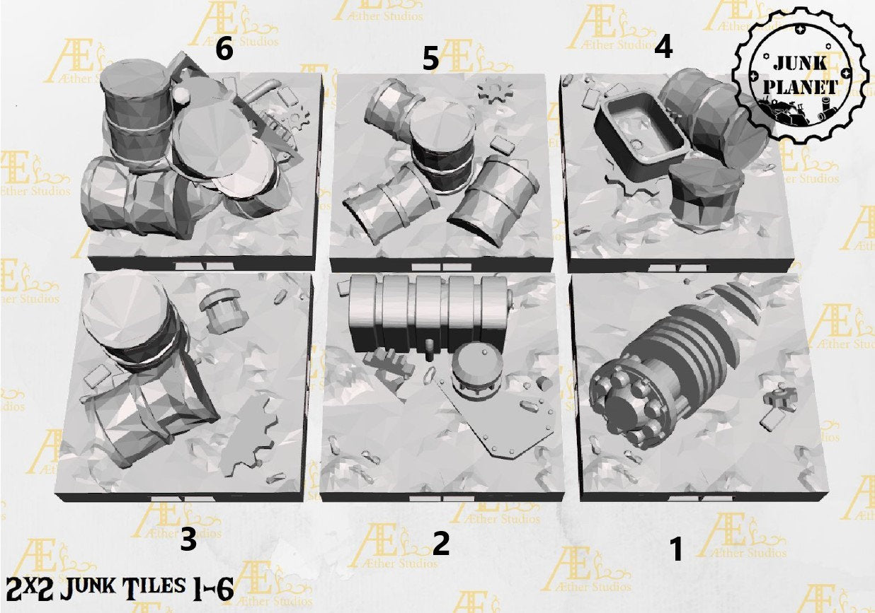 Junk Planet Ground Tiles - Junk Planet 1 - Scifi - Pathfinder- Dungeons & Dragons - RPG Tabletop - Futuristic Terrain - 28mm - AetherStudios