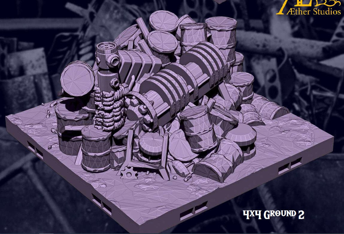 Junk Planet Tiles - Junk Planet 5 - Scifi - Pathfinder- Dungeons & Dragons - RPG Tabletop - Futuristic Terrain - 28mm - AetherStudios