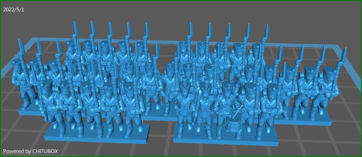 French /allied line infantry 1812 in campaign uniform - 15mm epic size - war games and dioramas - historical wargaming - resin