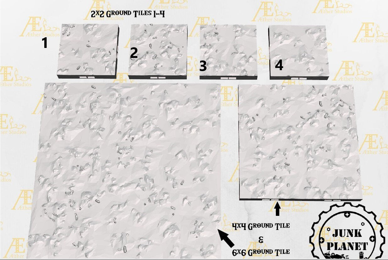 Junk Planet Ground Tiles - Junk Planet 1 - Scifi - Pathfinder- Dungeons & Dragons - RPG Tabletop - Futuristic Terrain - 28mm - AetherStudios
