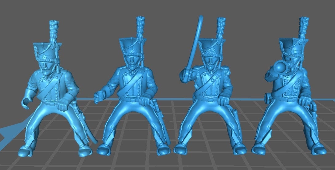 French jeune guard lancers sqd in high uniform - 4 minis - war games and dioramas - historical wargaming -resin 28mm