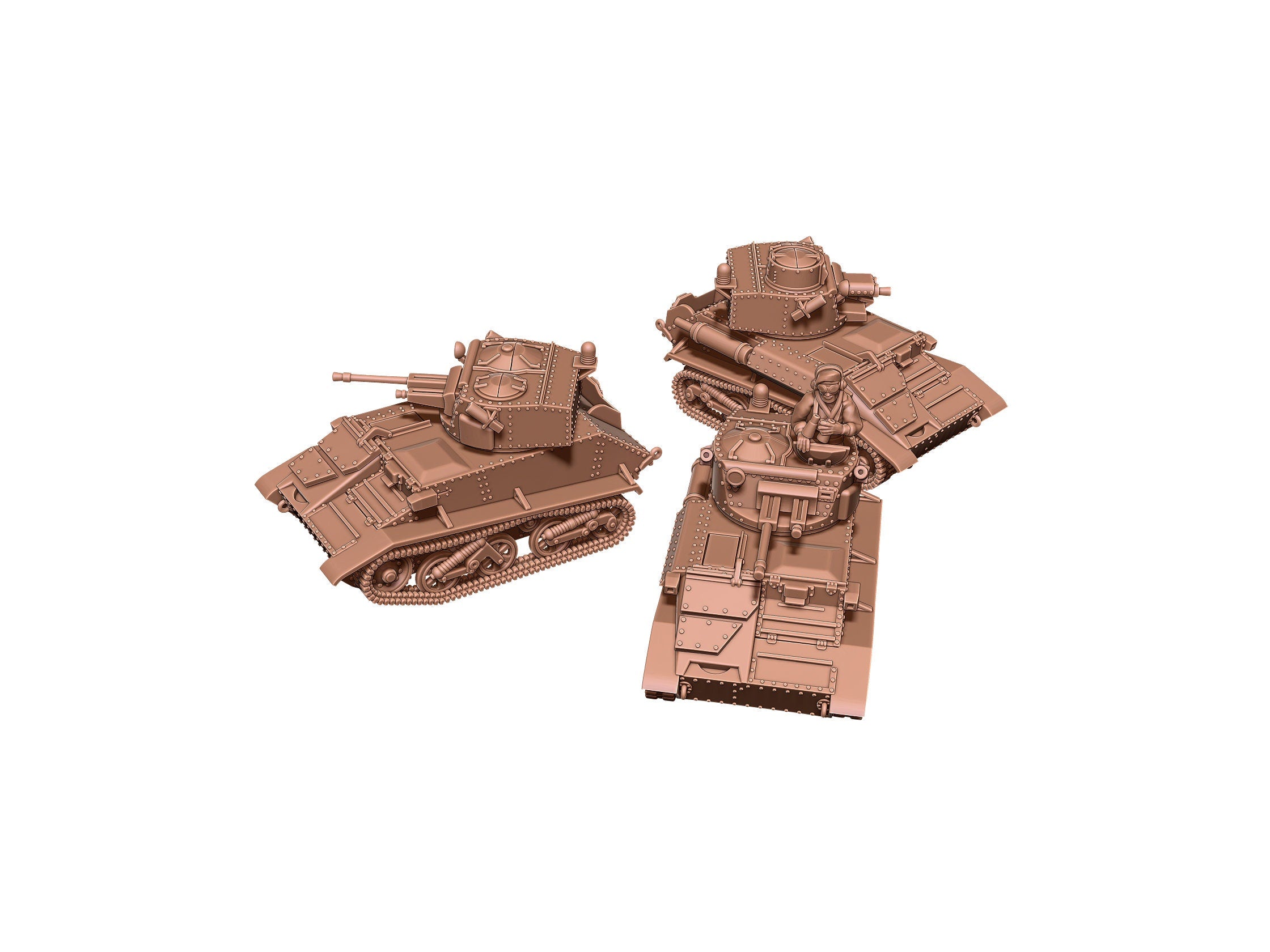 Vickers MKVI B & C - 2 Turrets - British Army - Great for Table Top War Games and Dioramas - Resin 28mm - Eskice Miniature