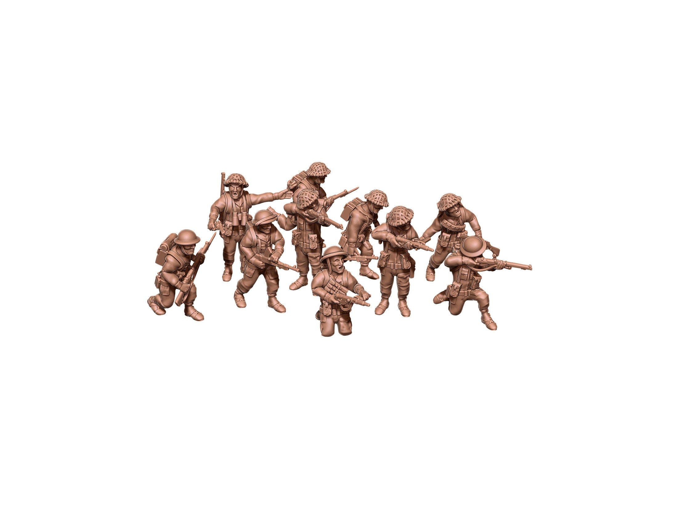 UK Infantry - 10 mini Set - British Army - Great for Table Top War Games and Dioramas - Resin 28mm - Eskice Miniature